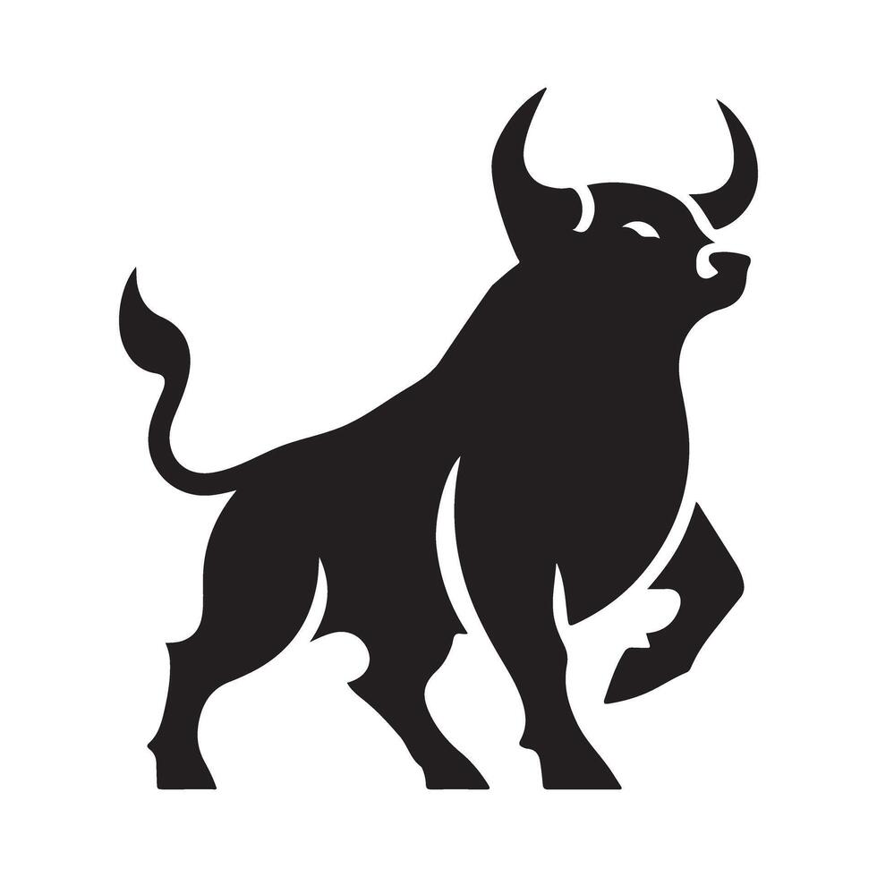 Aggressive Silhouette Bull Illustration for Design vector