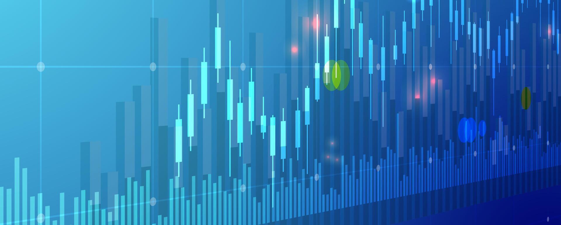 a blue background with a chart of different colored dots vector