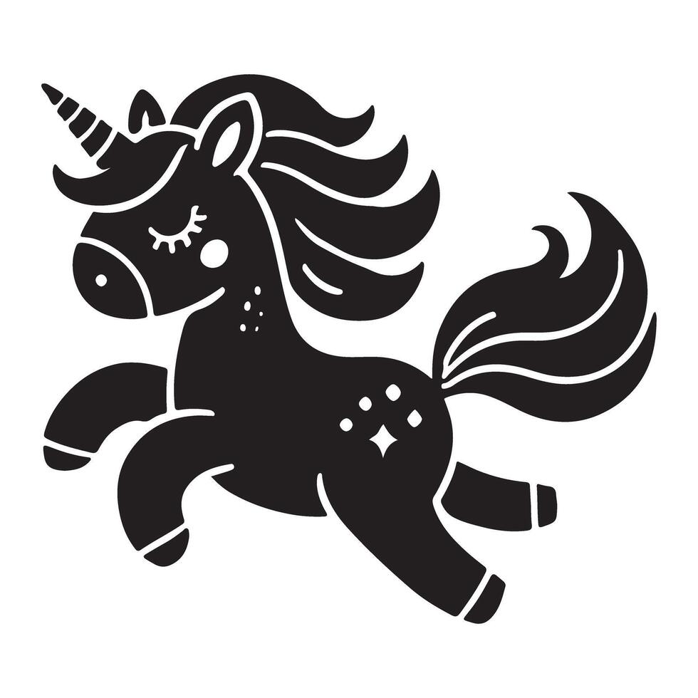 Playful Running Unicorn Silhouette Art vector