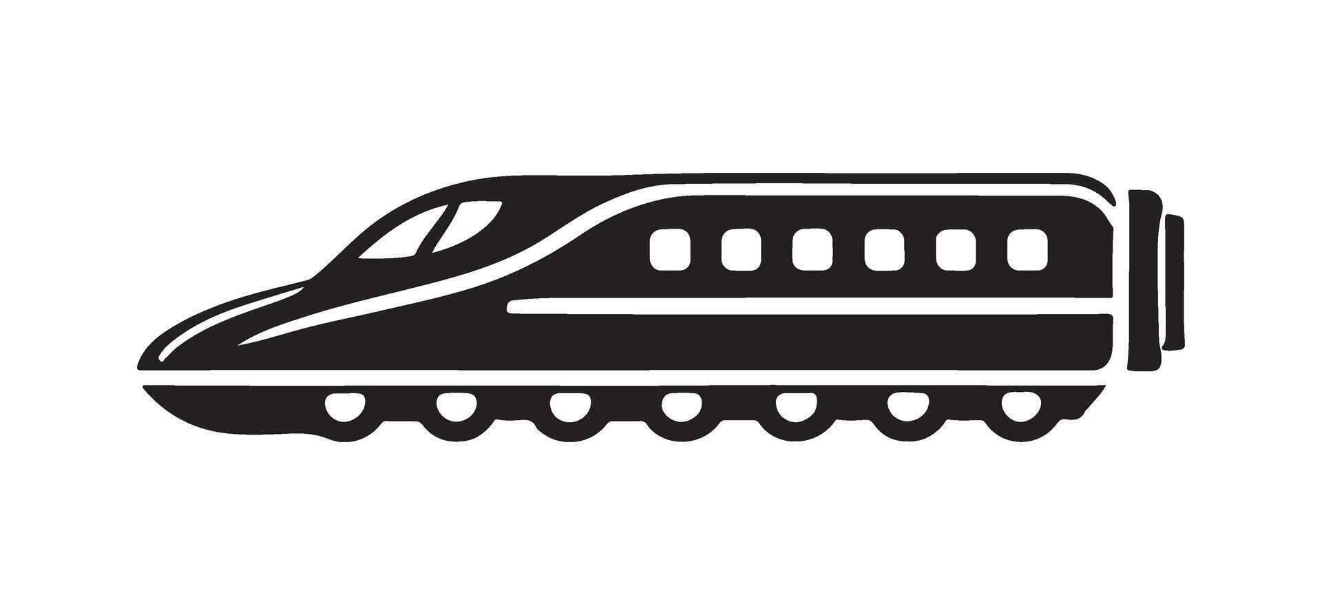 Modern Bullet Train Silhouette Side View vector