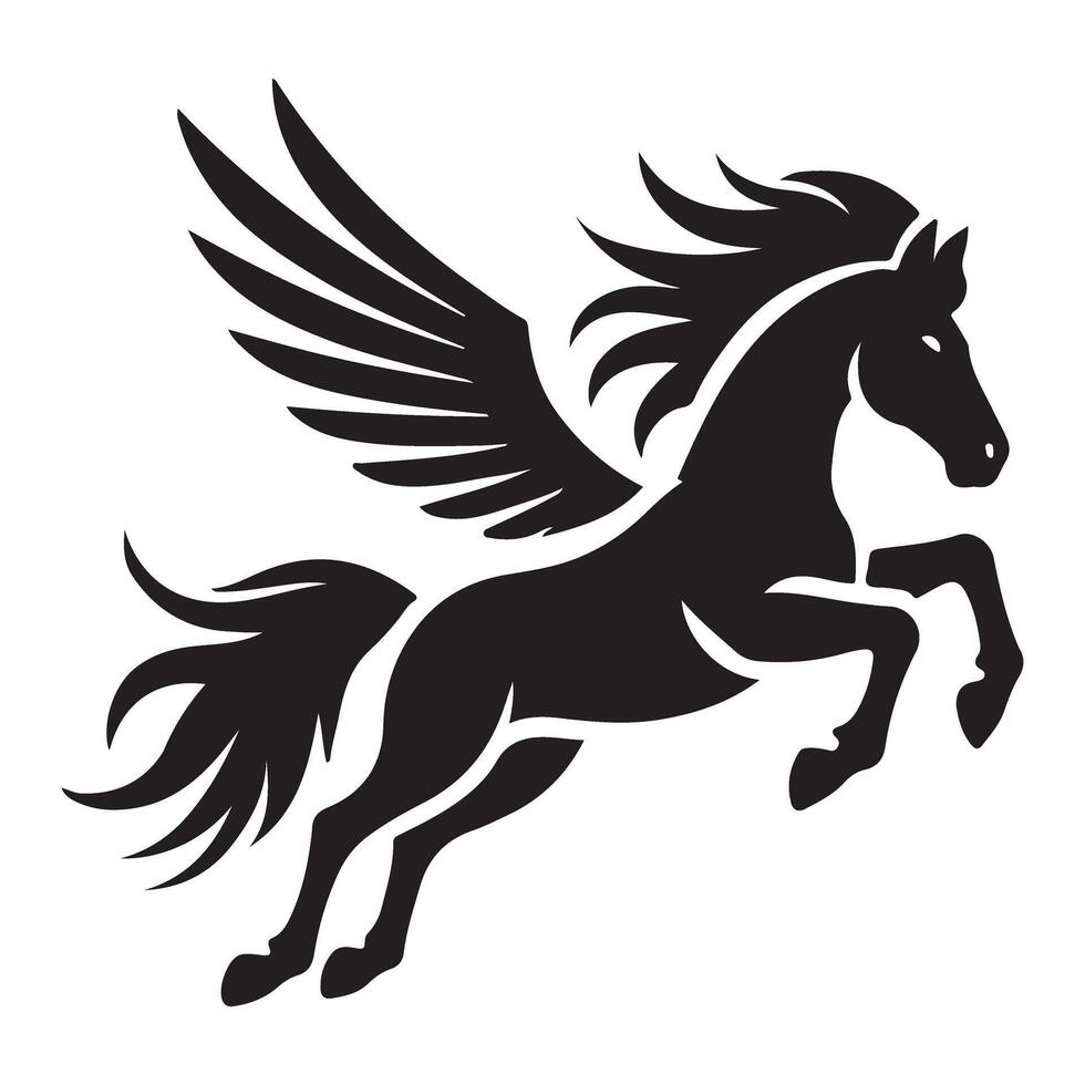 Pegasus Silhouette Soaring Graphic vector