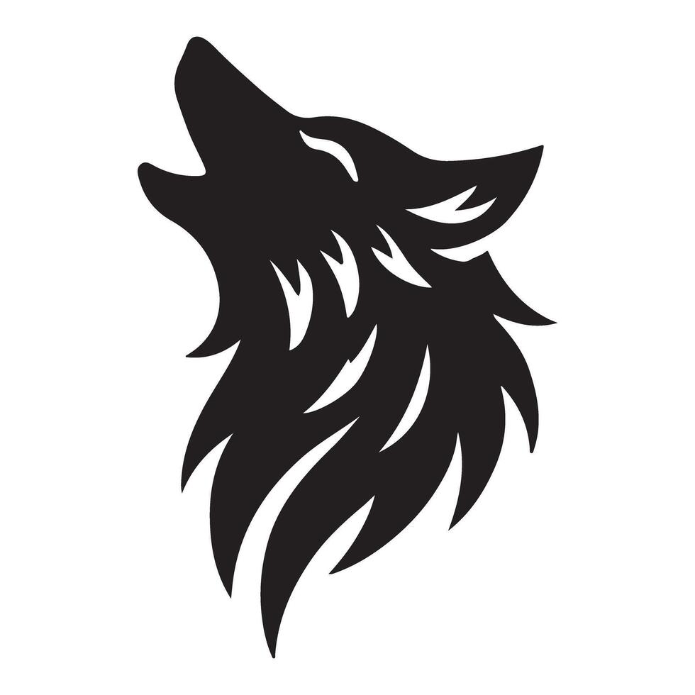 Majestic Silhouette of a Howling Wolf Head vector