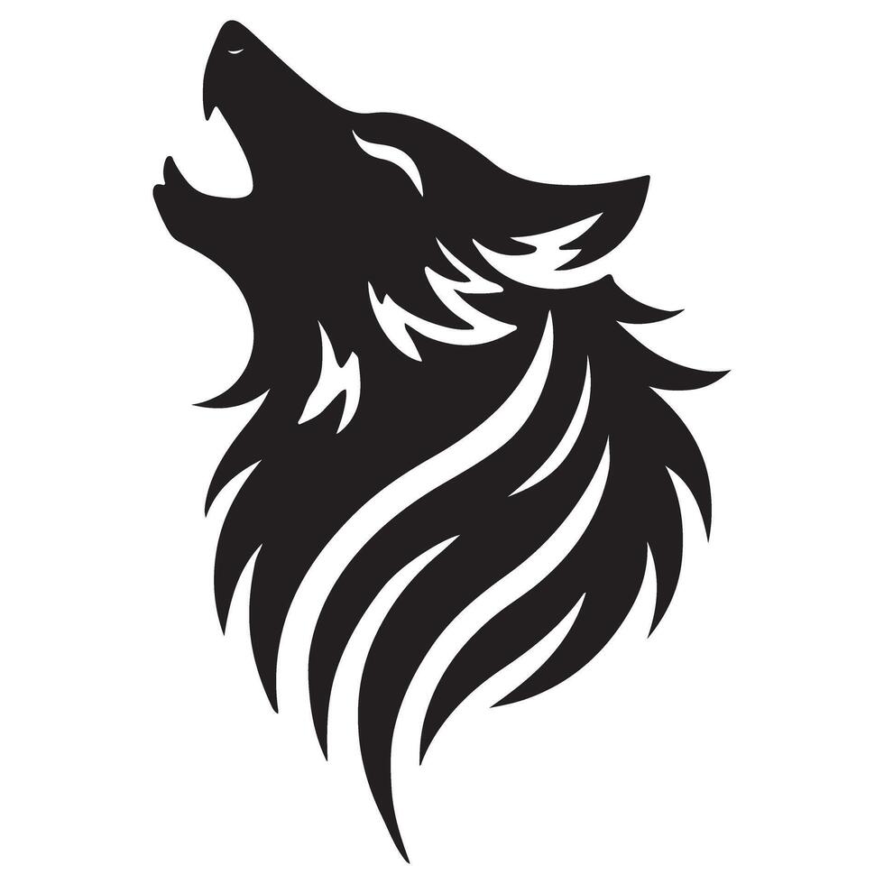 Howling Wolf Head Silhouette Art Design vector