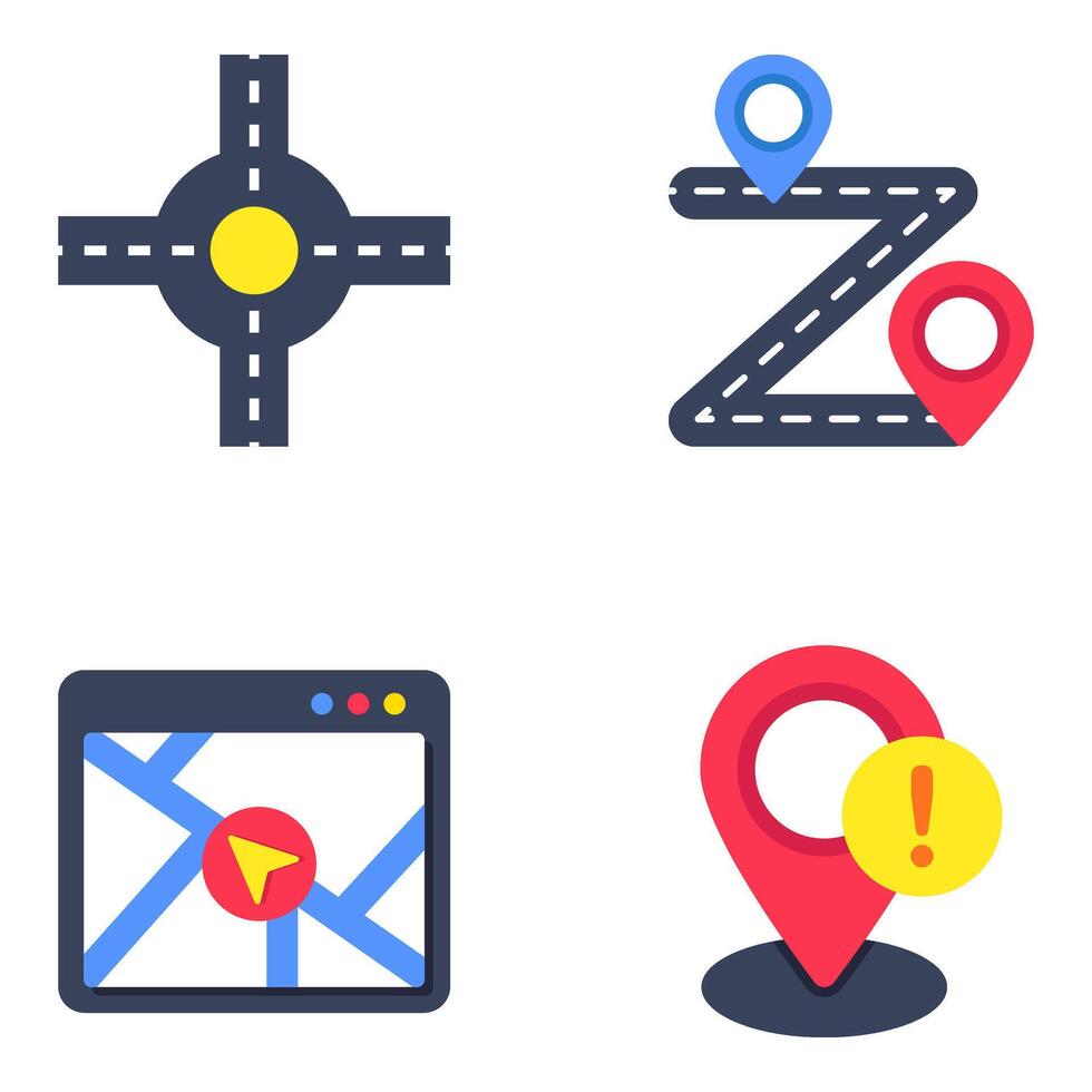 Pack of Maps and Gps Flat icon vector