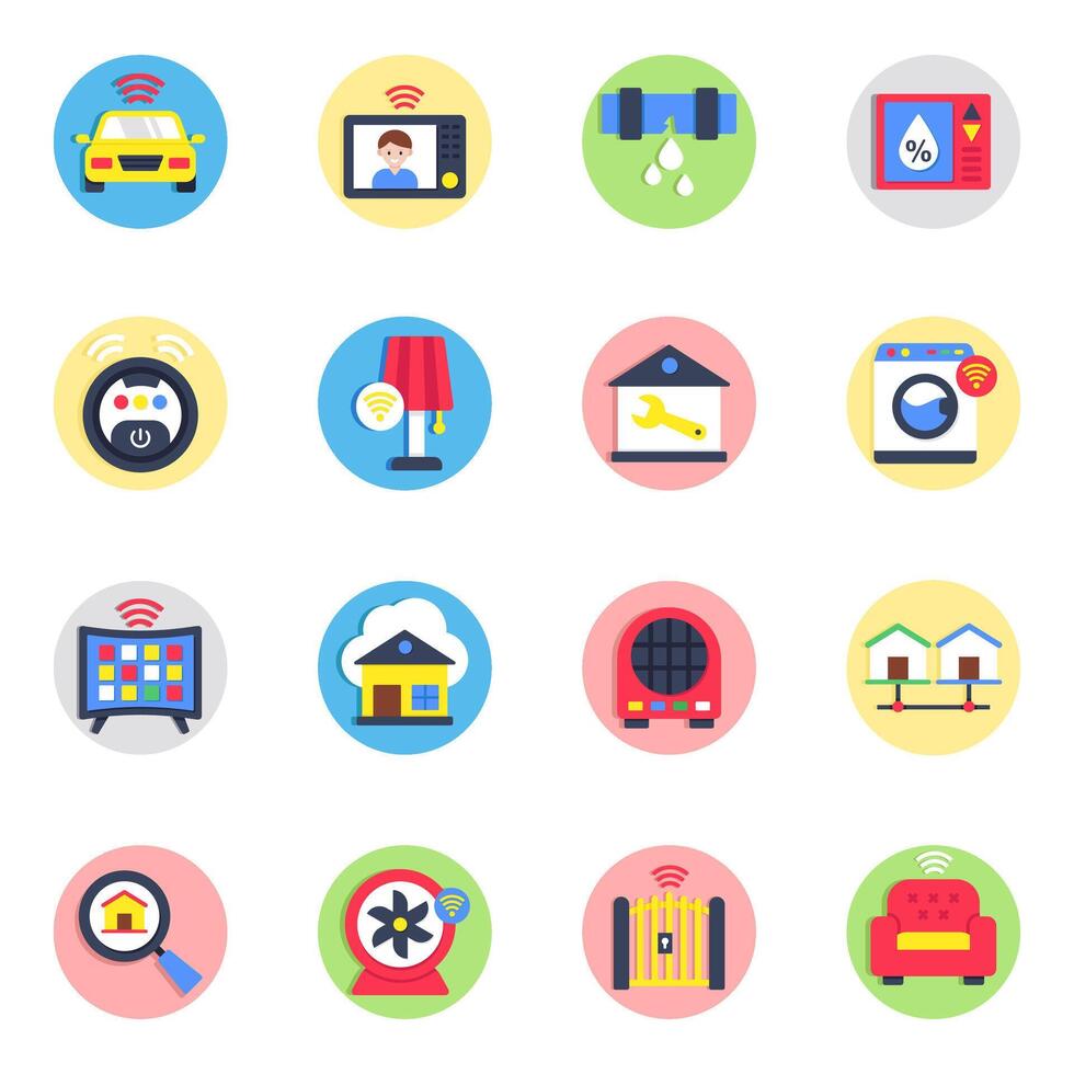 Pack of Smart House Flat Icon vector