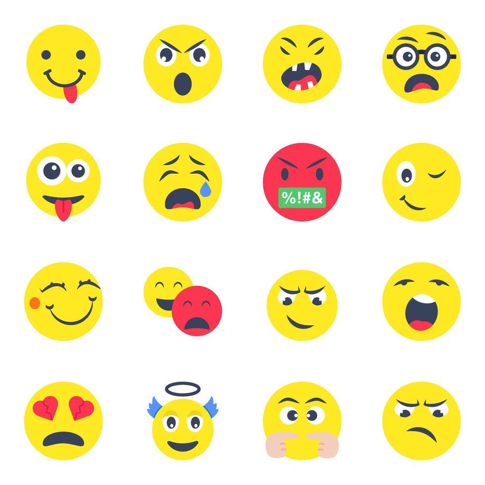 Pack of Smiley Flats Icons vector