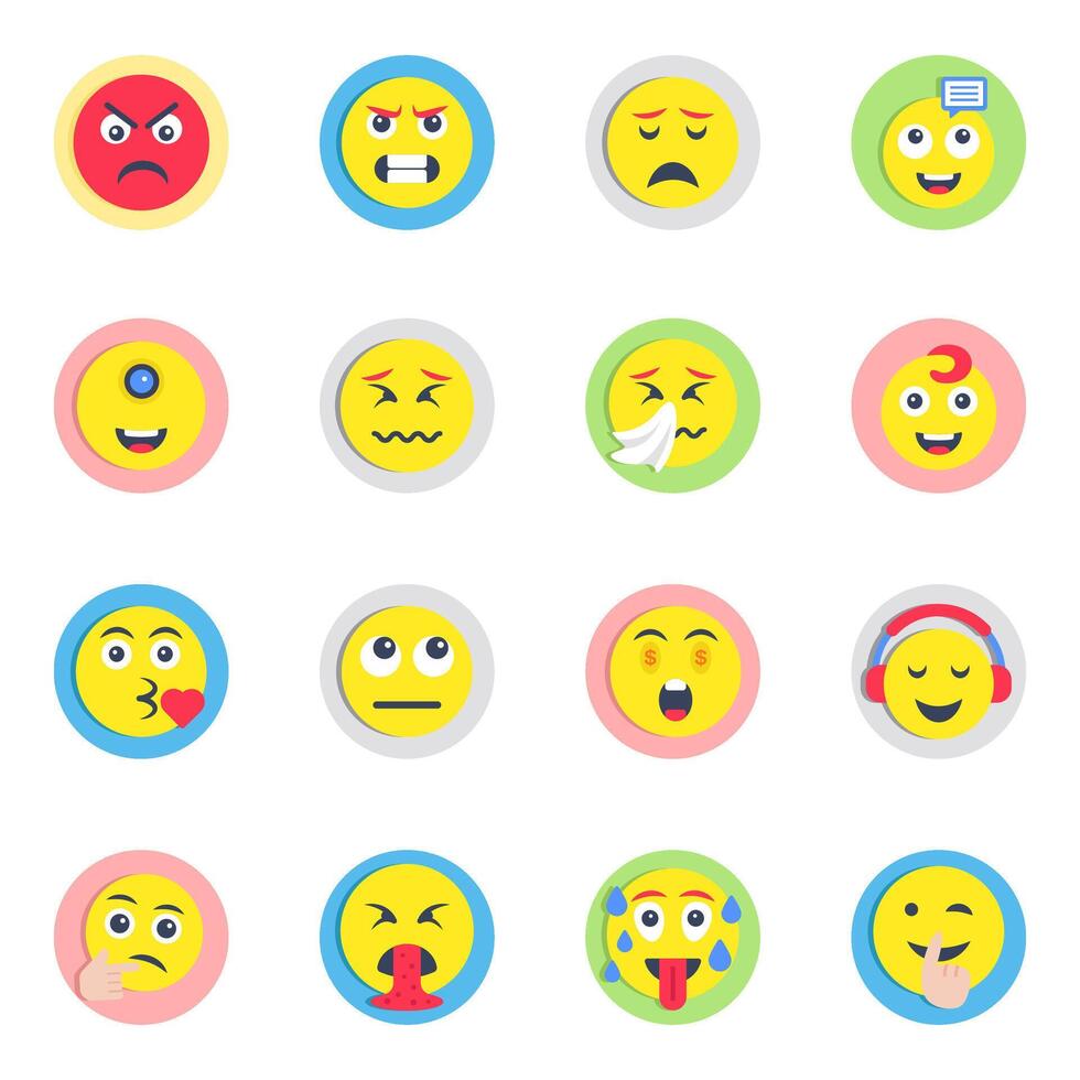 Pack of Emotag Flat Icons vector