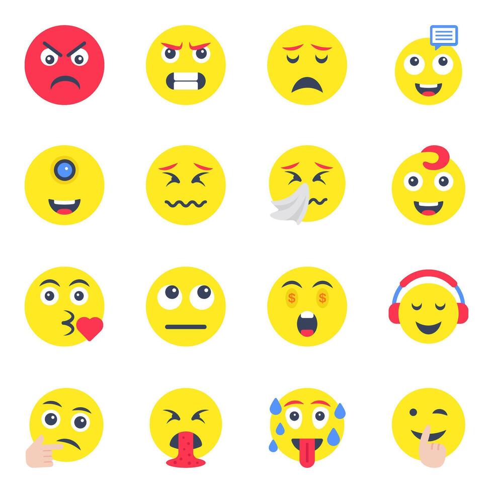 Pack of Emotion tag Flat Icons vector