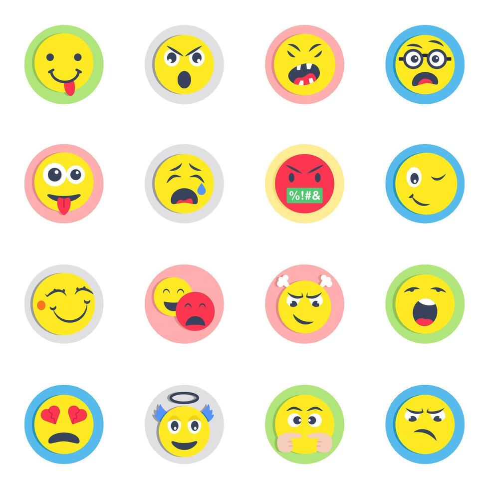 Pack of Smiley Flat Icons vector