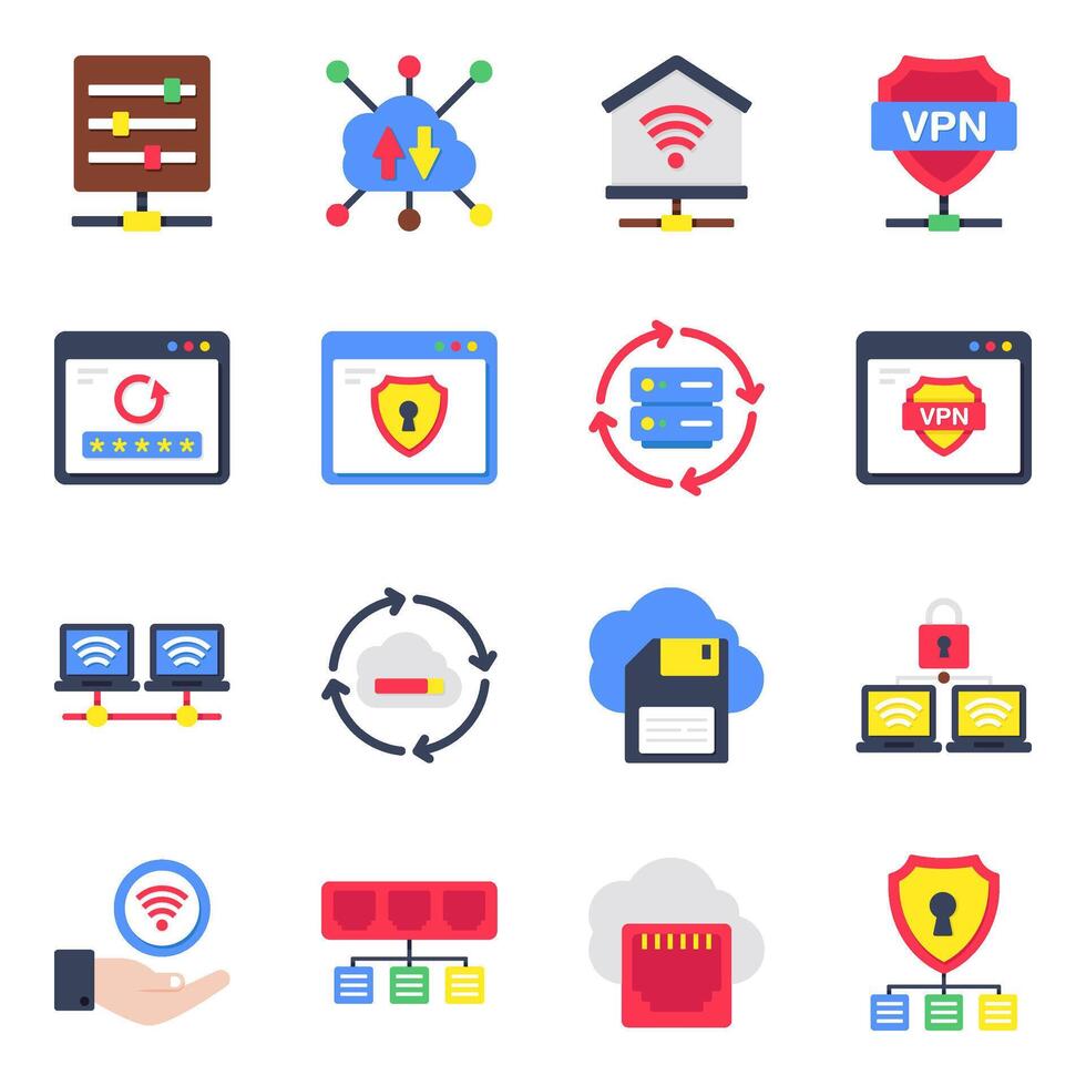Pack of network and hosting vector