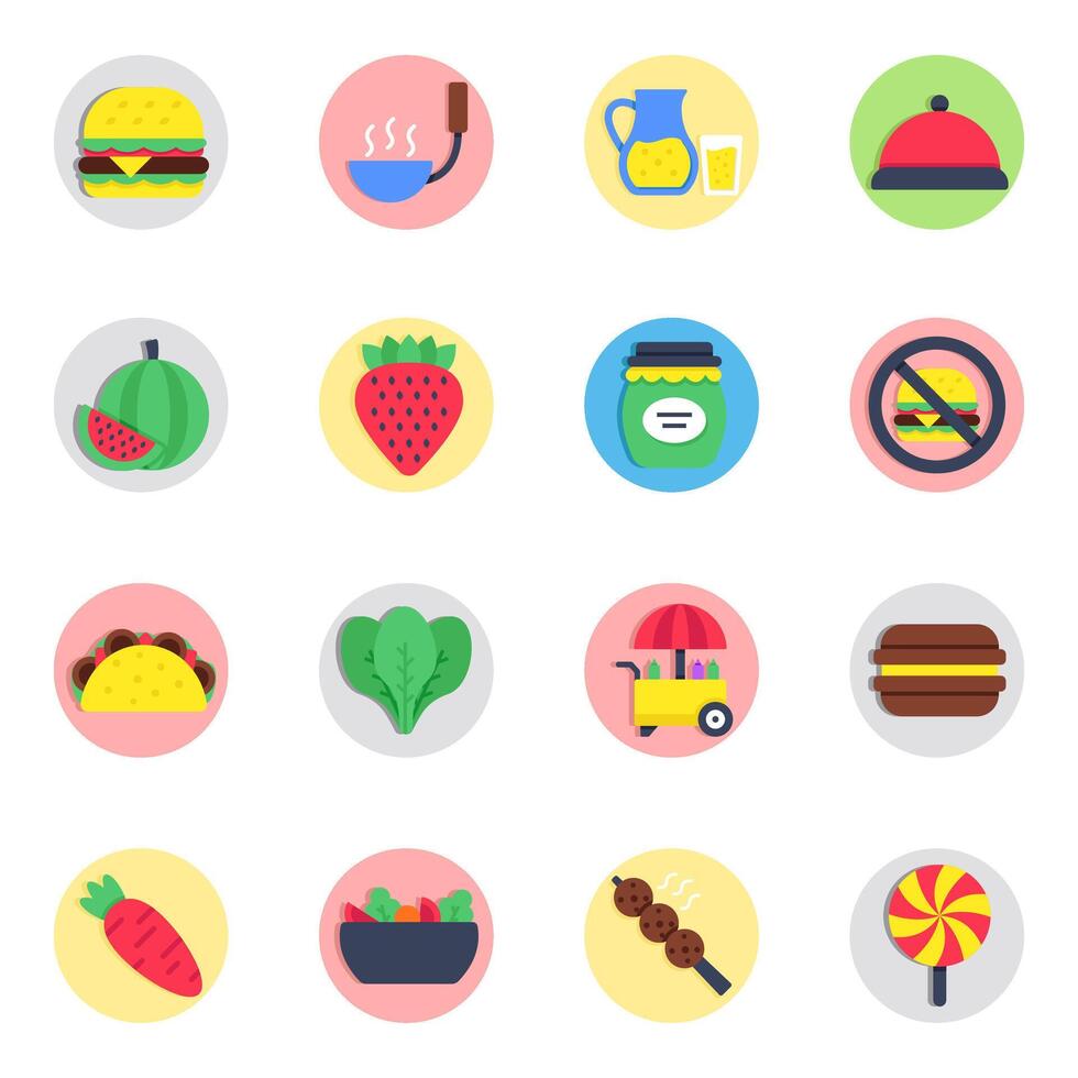 Pack of Fastfood Flat icon vector