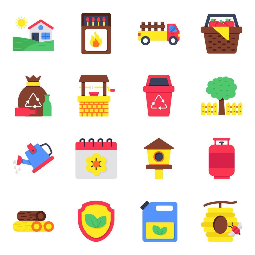 Set of Eco and Environment Flat Icons vector