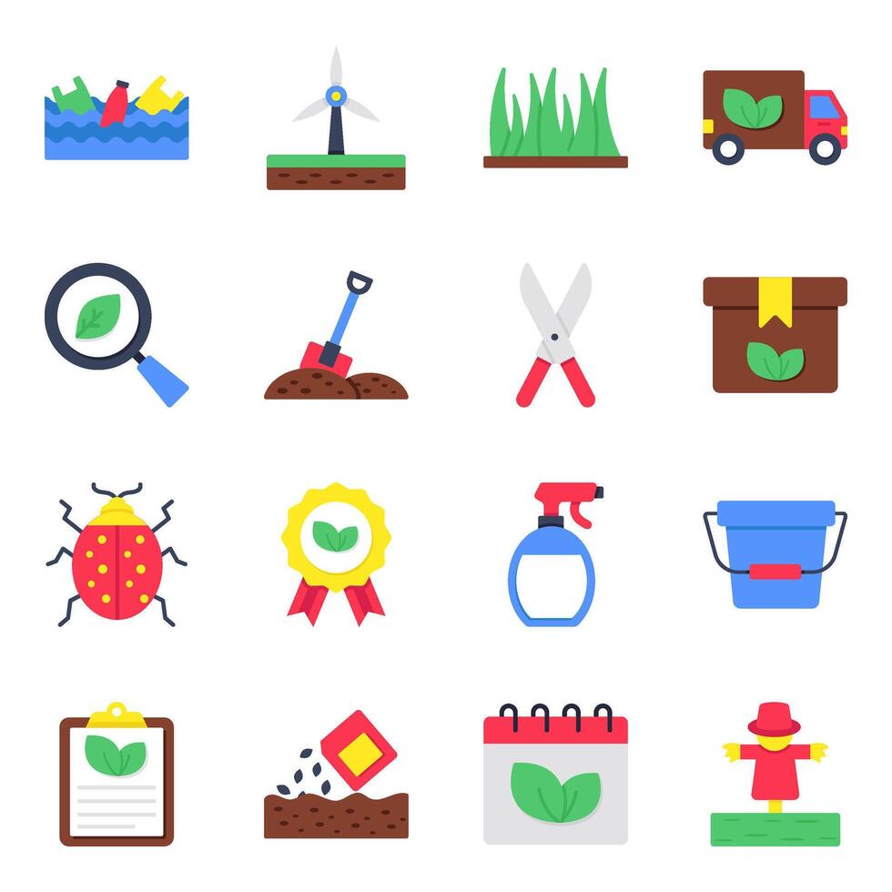 Set of Eco Flat vector