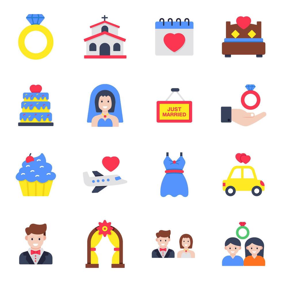 Set of Wedding and couple vector