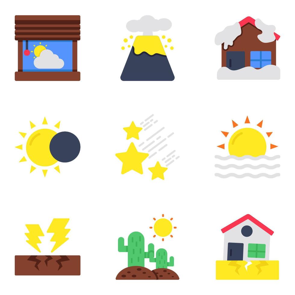 Set of Meteorology and Overcast vector