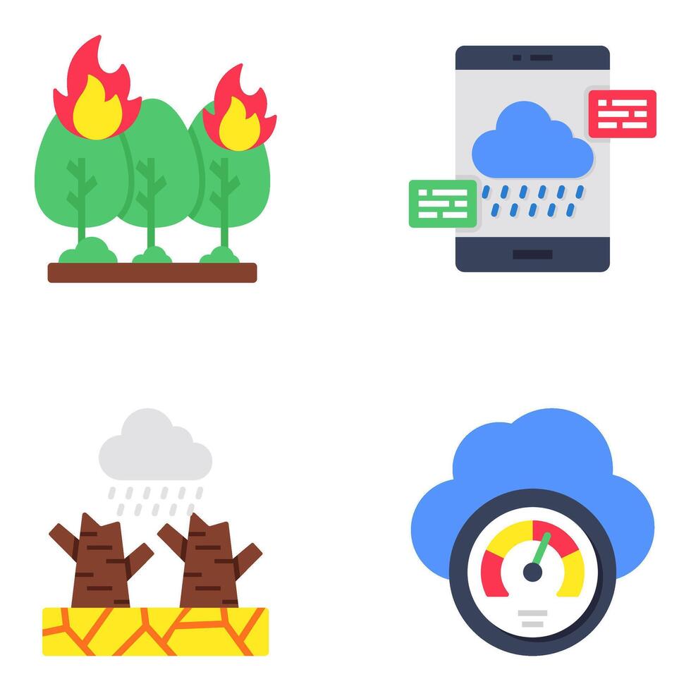 Set of Meteorology and Forecast Flat Icons vector