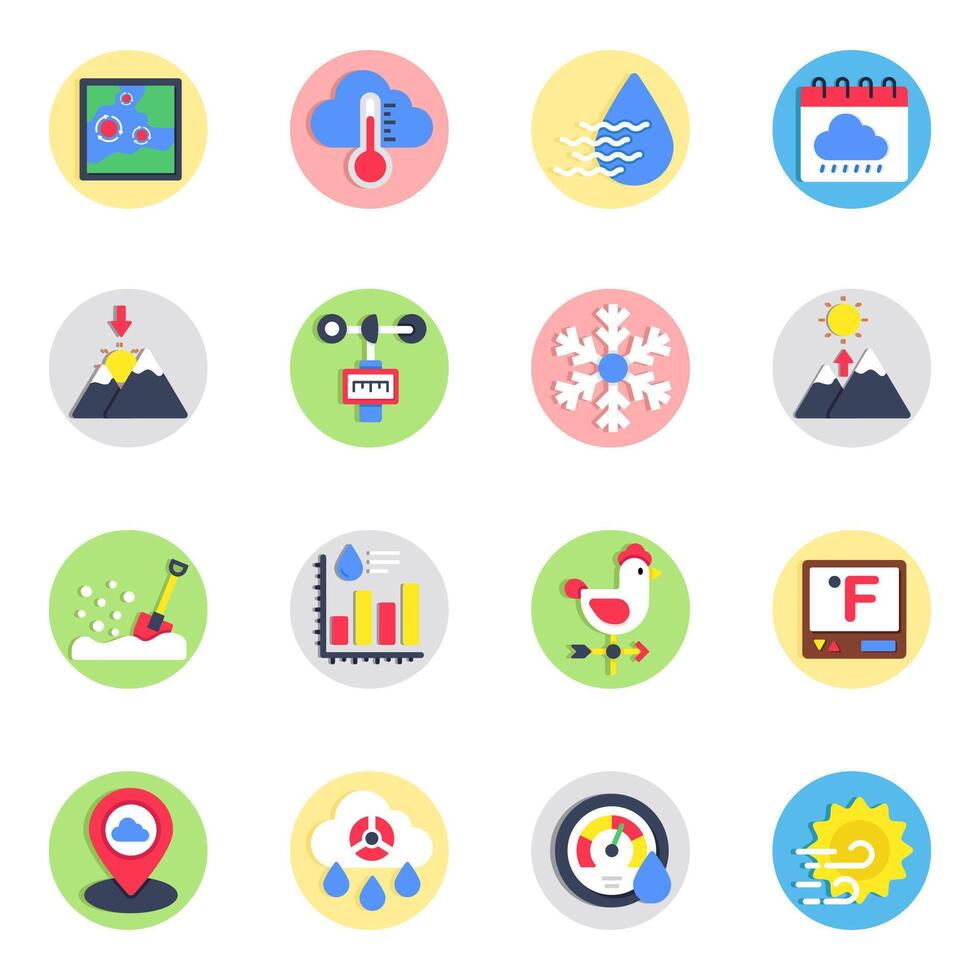Set of Meteorology Flat Icons vector