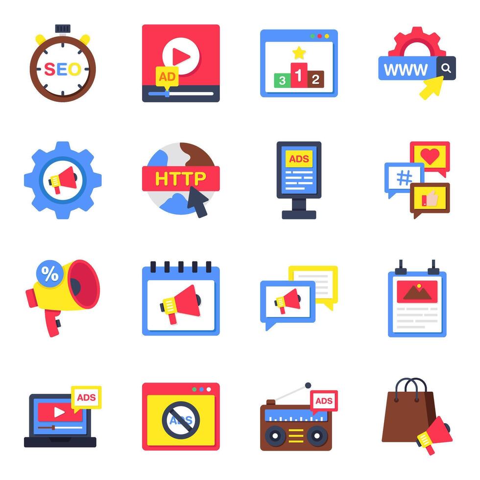 Set of Marketing Flat Icons vector