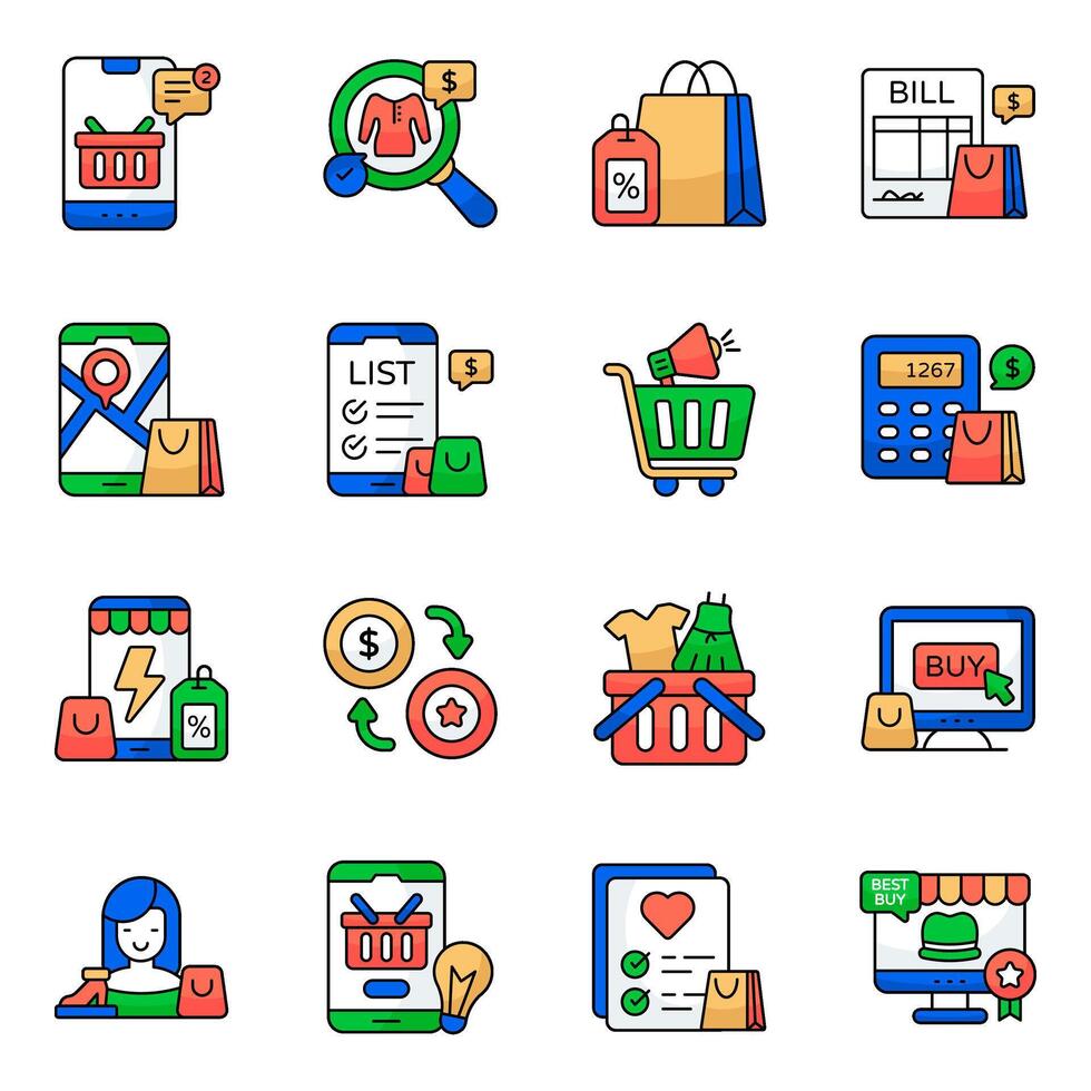 Pack of Shopping and Ecommerce vector