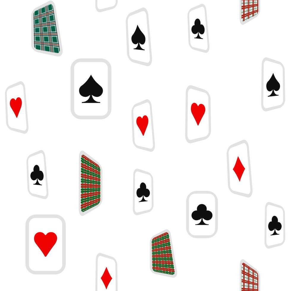 Red, black, golden suits of playing cards seamless pattern vector