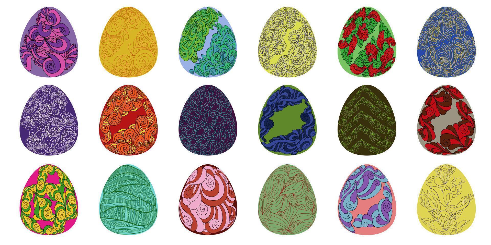 Easter eggs set with intricate ornate patterns vector