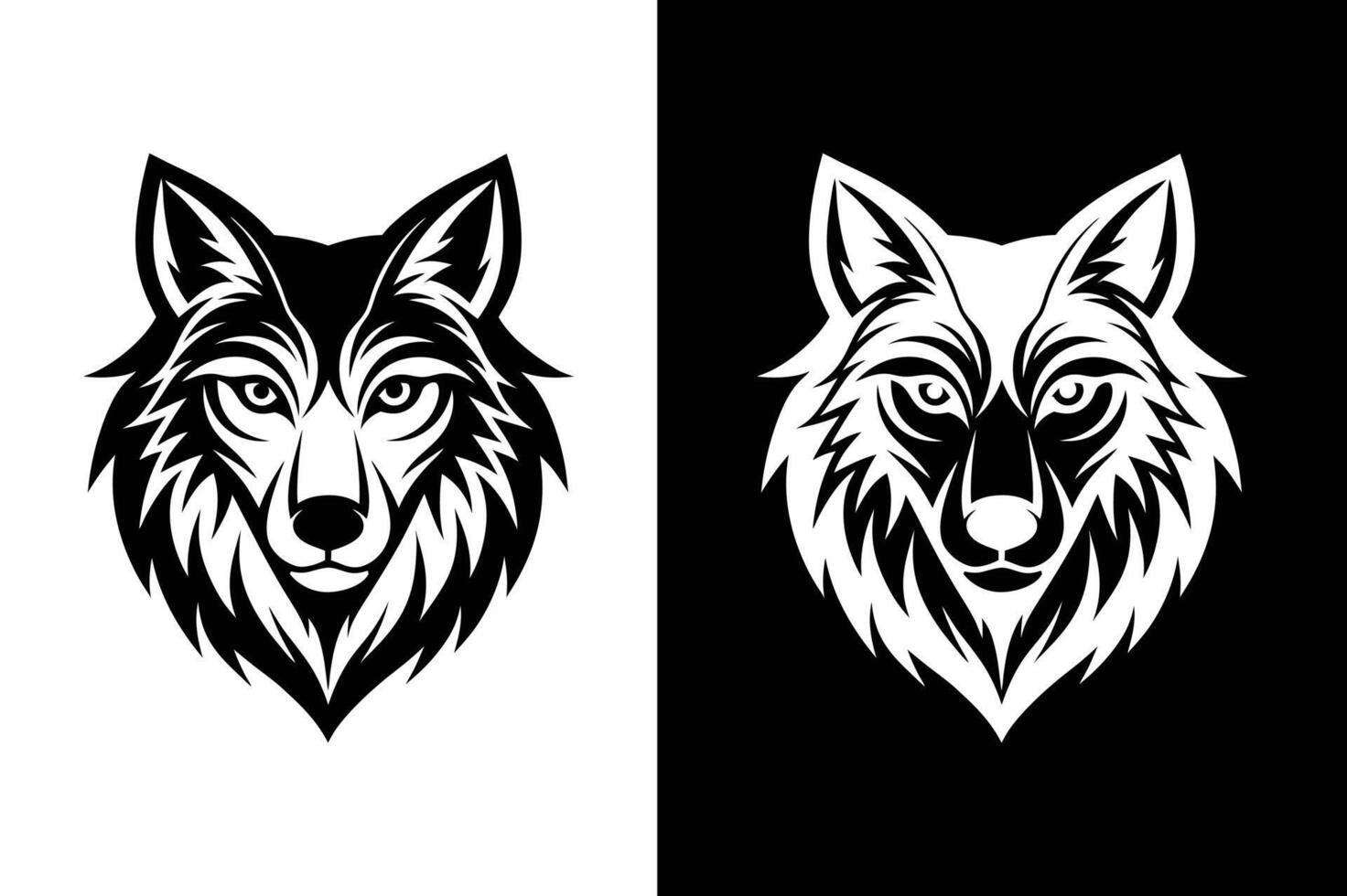 wolf head shape silhouette simple illustration design vector