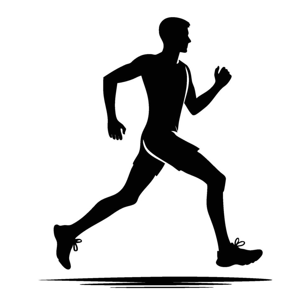 Silhouette of a Man Running in Shorts vector