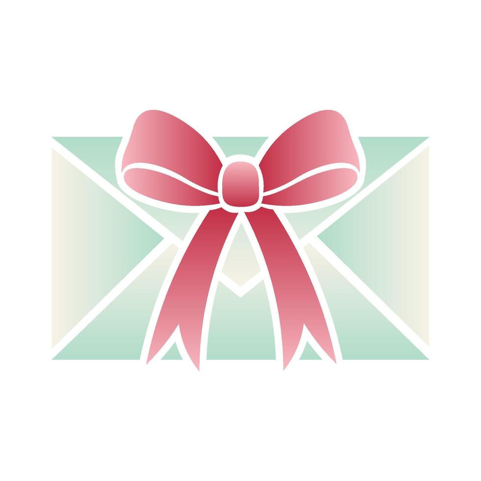 Gradient Green Envelope With a Red Bow vector