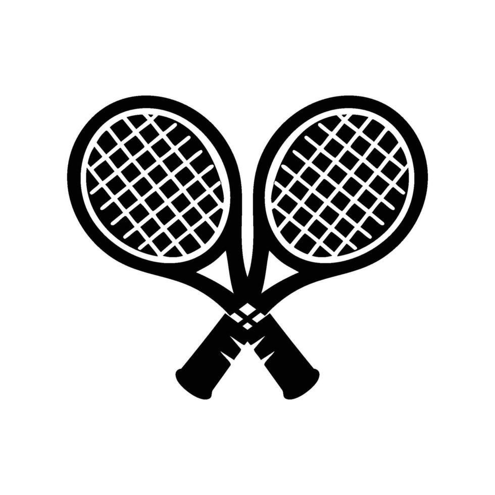 Silhouette of Two Tennis Rackets Crossing vector