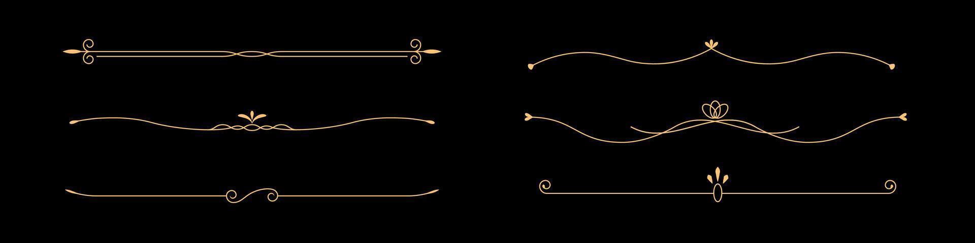 Golden border with filigree and curls for luxurious, vintage decor. vector