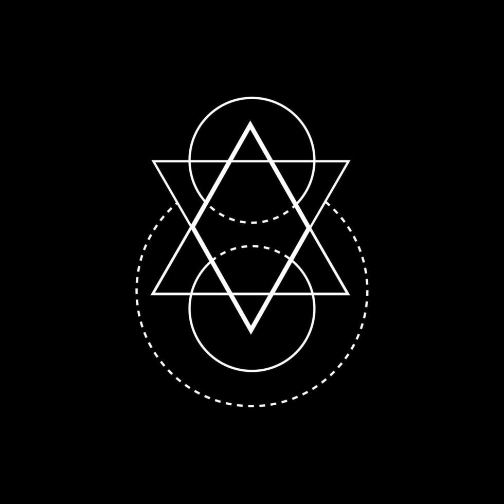 Triangle with sacred symbols and esoteric elements. vector