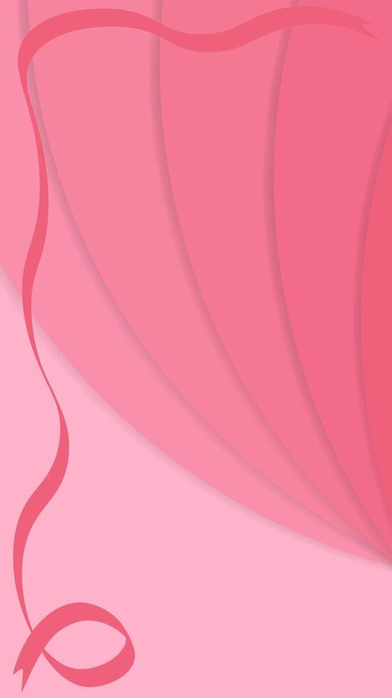 Cancer day vertical background. Pink cancer day banner with dangling ribbon. Place for text. illustration in flat design style vector