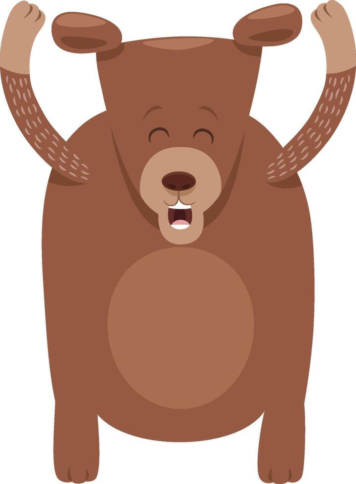 happy comic brown bear wild animal character vector