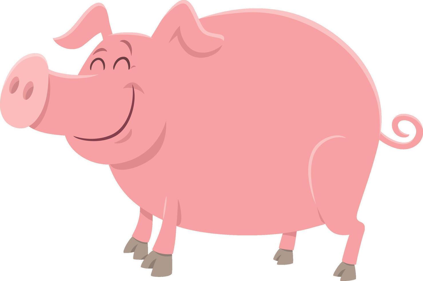 funny pig farm animal character cartoon illustration vector