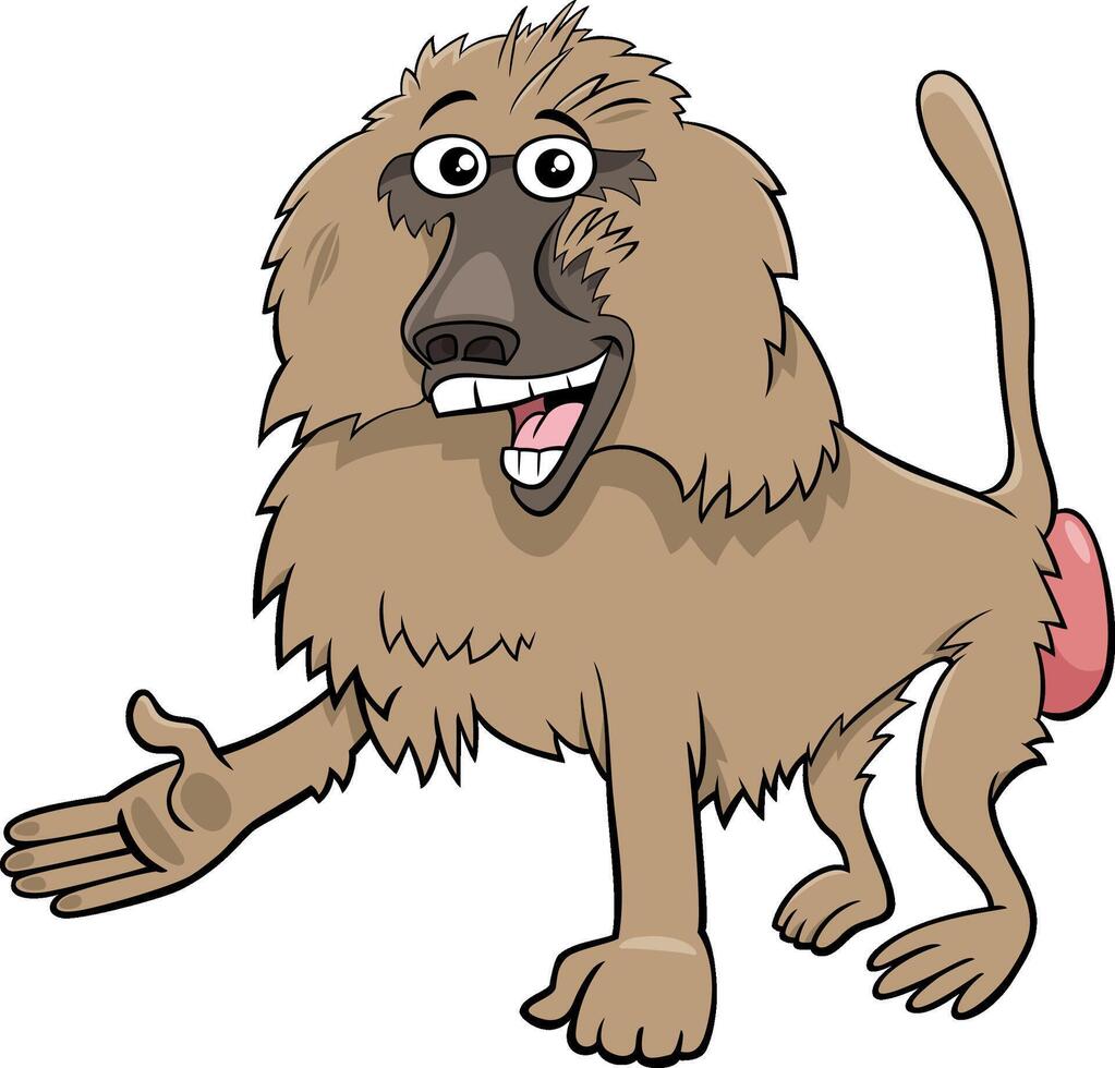 happy cartoon baboon monkey wild animal character vector