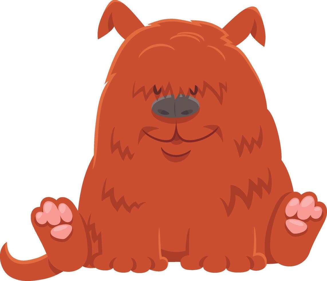 funny cartoon shaggy red dog animal character vector
