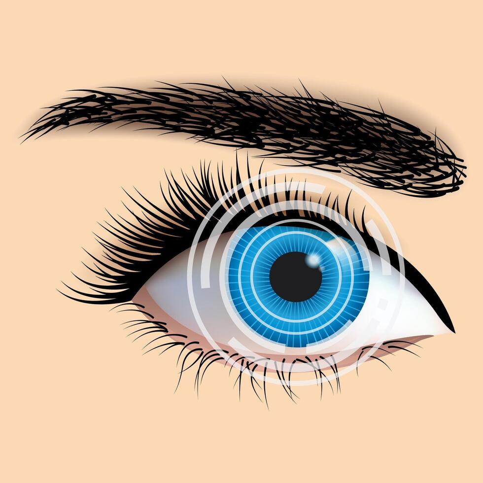 Laser eye surgery and glaucoma concept, close-up vector