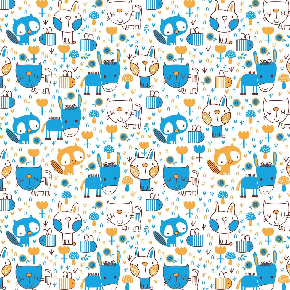 Cute Animals in Playful Patterns vector