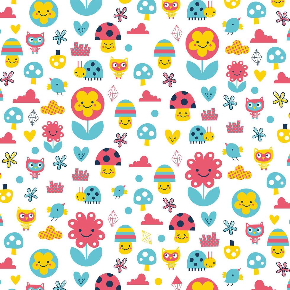 Colorful Pattern of Flower, Bugs vector