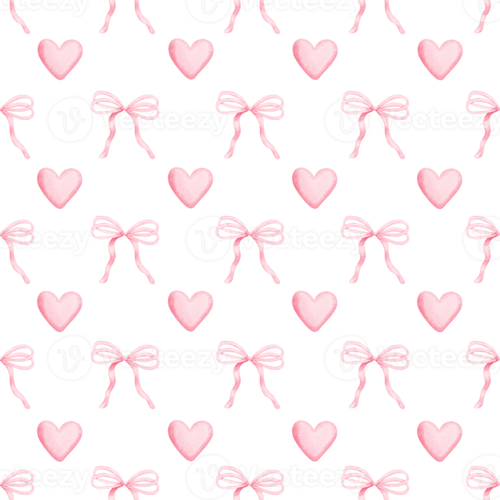 Pink coquette ribbon bow hearts seamless pattern, Girly preppy valentine aesthetic design png