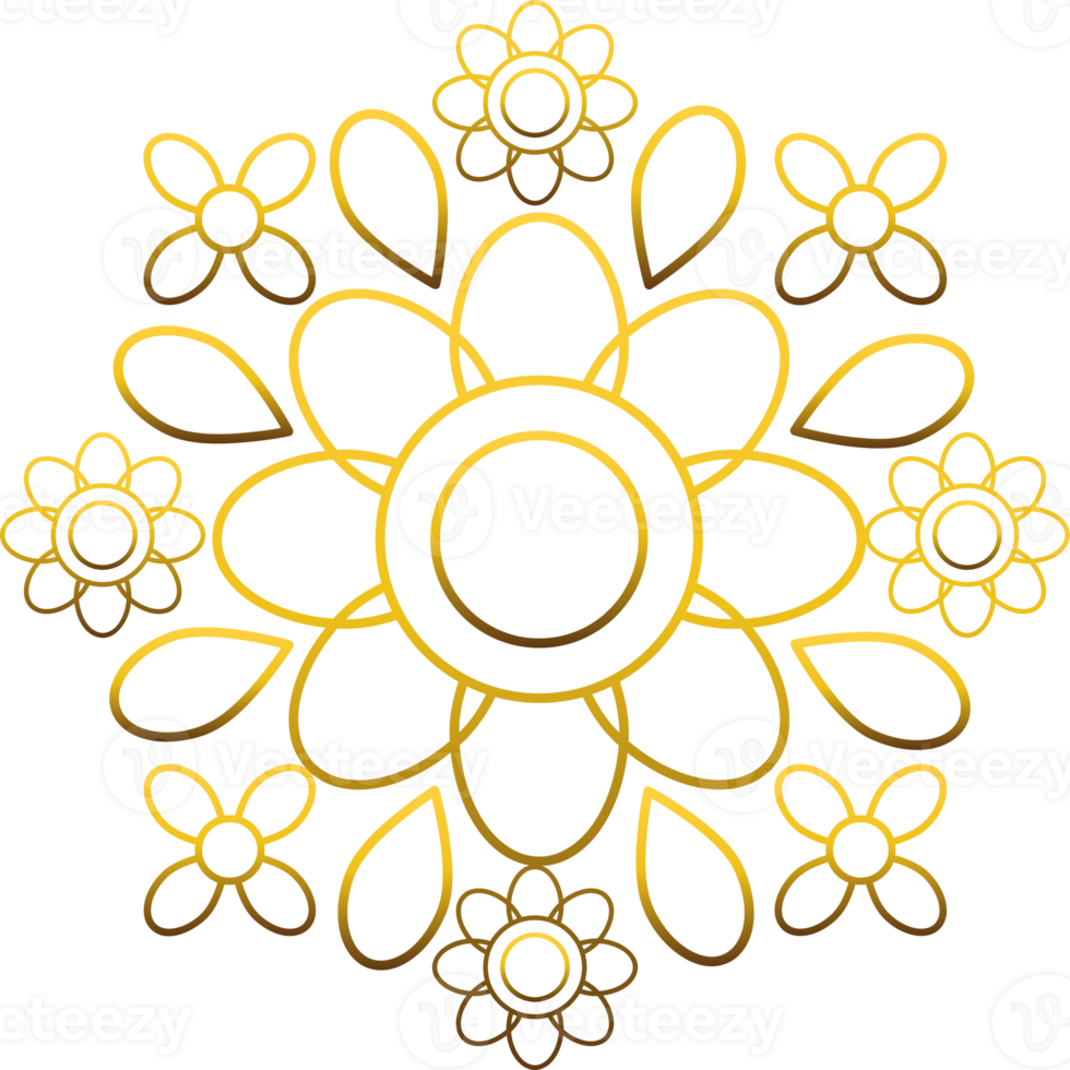 Charming Gold Flower Ornament png