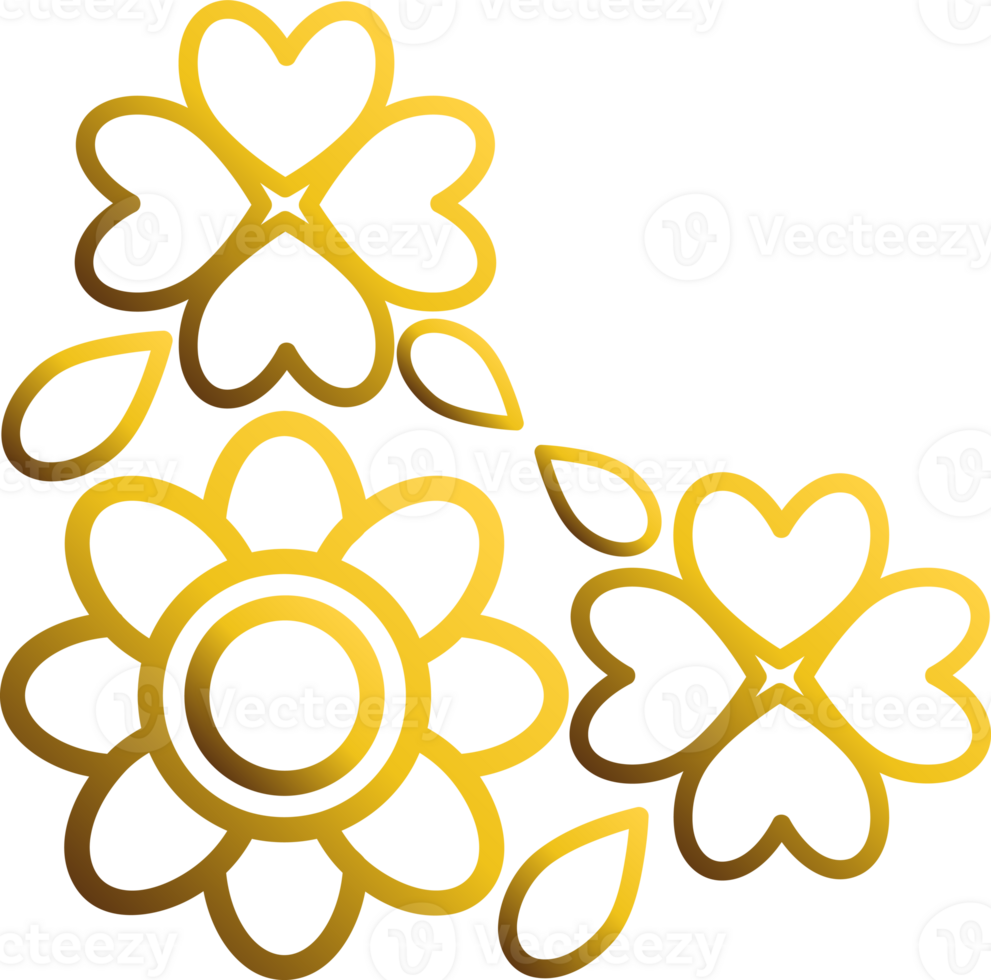 golden flower frame border corner ornament png