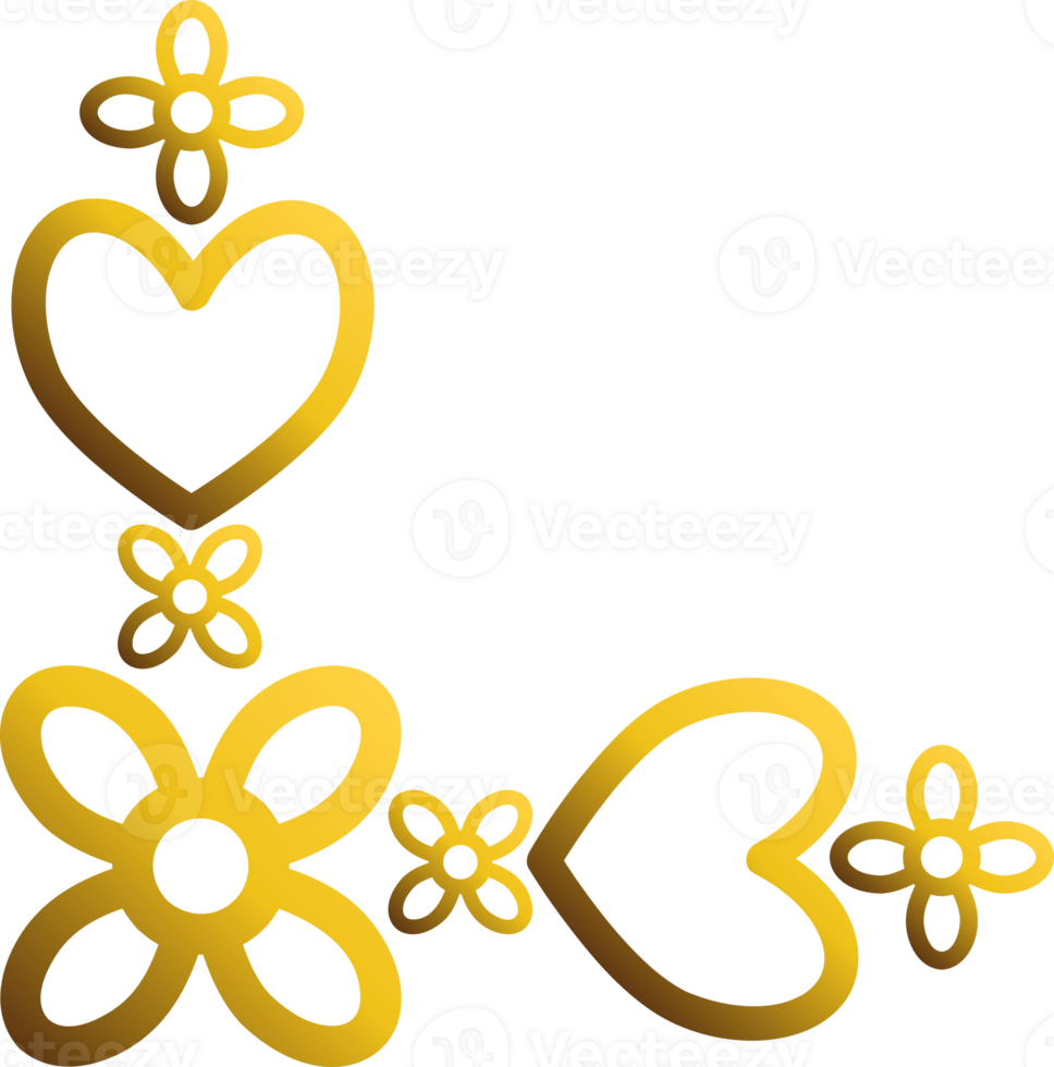 golden petal border corner design png