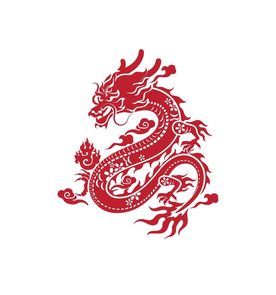 Flat Design Dragon Paper Cut Style vector