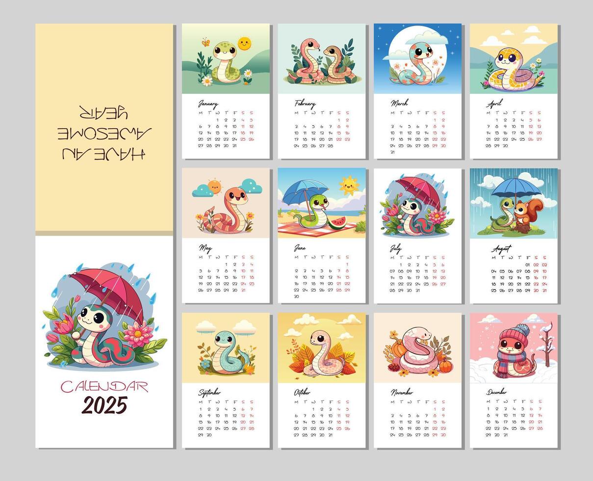 2025 Calendar Template vector