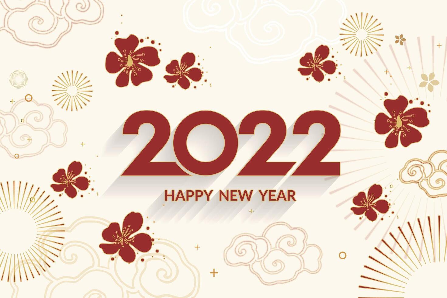Happy new year banner with flower vector