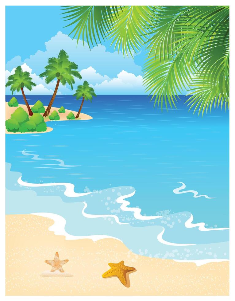 Beach scene background summer vector