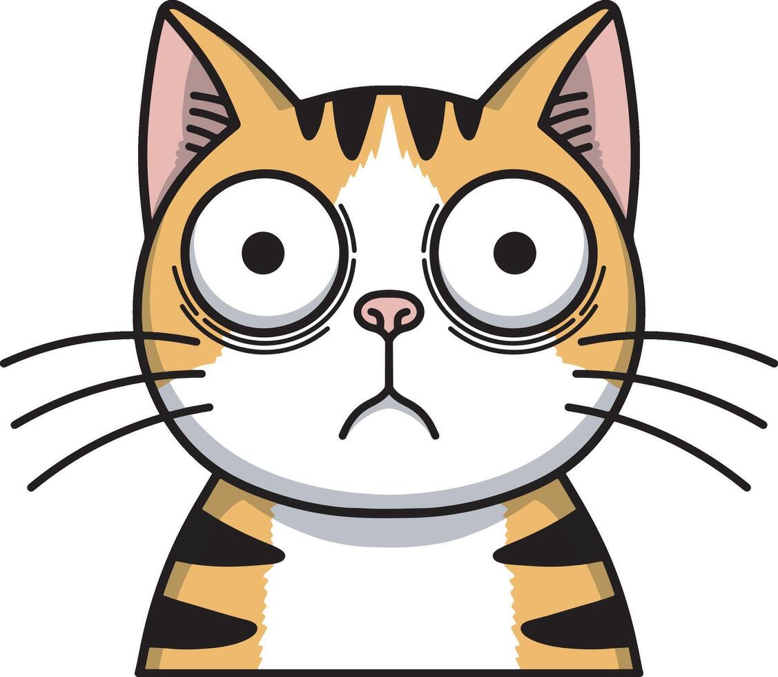 Silly cat stunned cartoon design art vector