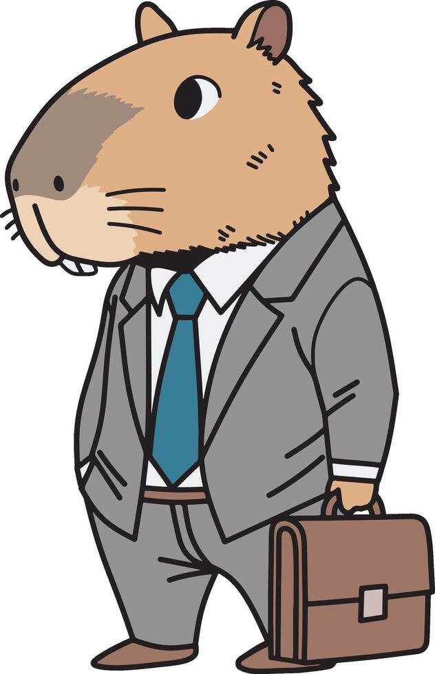 Capybara business man character illustration vector