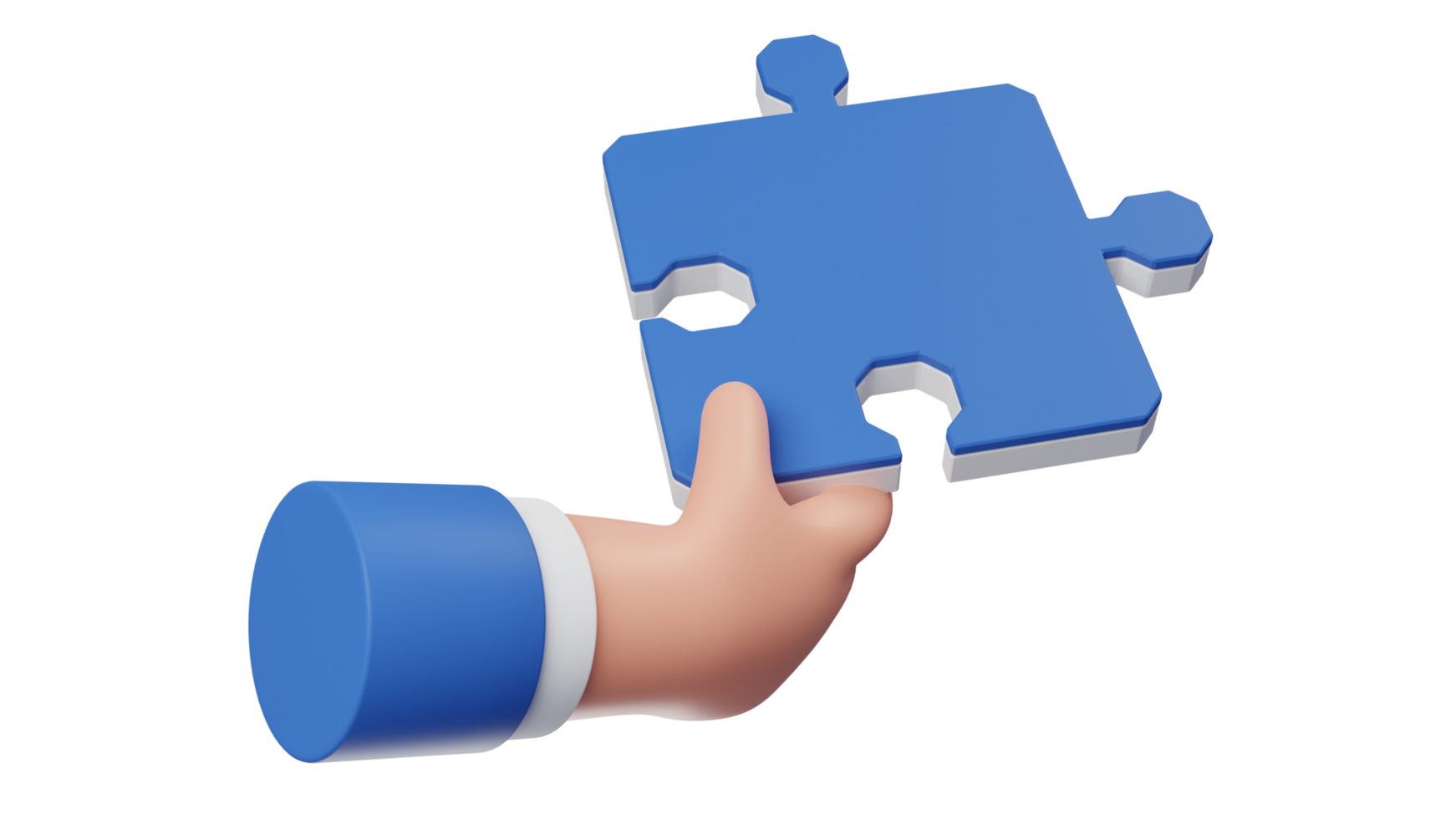 Hand hold blue Jigsaw puzzle. png